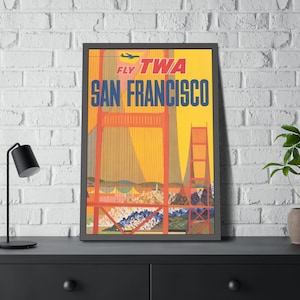 San Francisco Fly TWA Trans World Airlines Golden Gate Bridge Vintage Travel Poster Print Unframed Reproduction