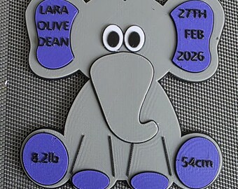 Personalised Baby Birth Elephant Plaque