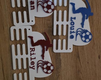 Personalised football medal hanger