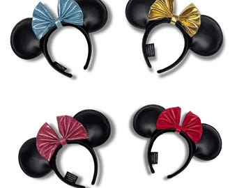 Faux Leather Mouse Ears with Removable Bow