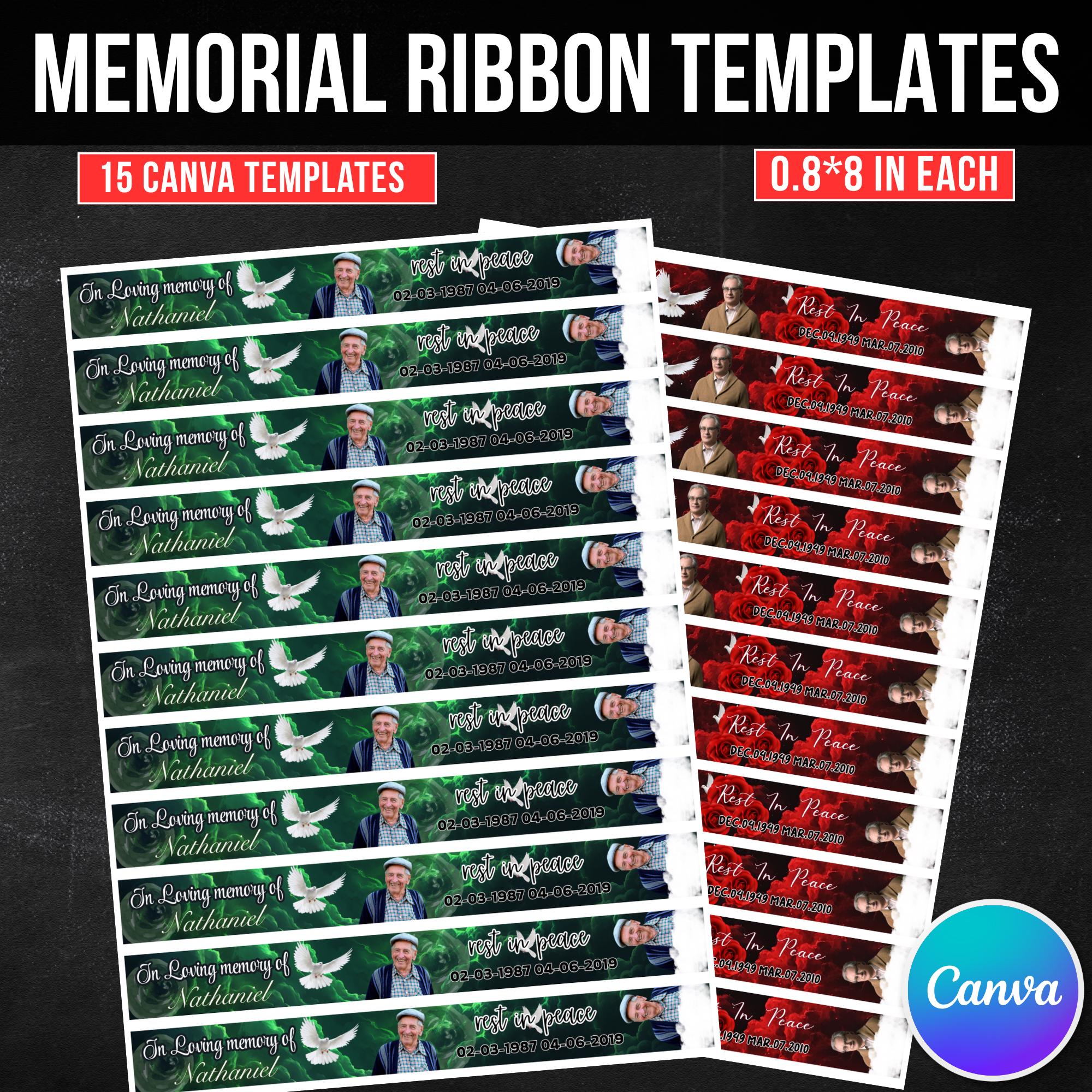 15 in Loving Memory Ribbon Canva Editable Template, Rest in Piece ...