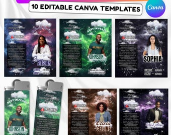 10 Memorial Lighter Canva Editable Template, In Loving Memory Template, RIP Lighter Label, Memorial Funeral Keepsake, Digital Download