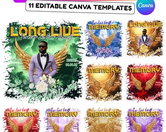 11 Long Live Memorial T Shirt Canva Editable Templates, In Loving Memory Templates, Memorial Canva Template, Funeral & Celebration of Life
