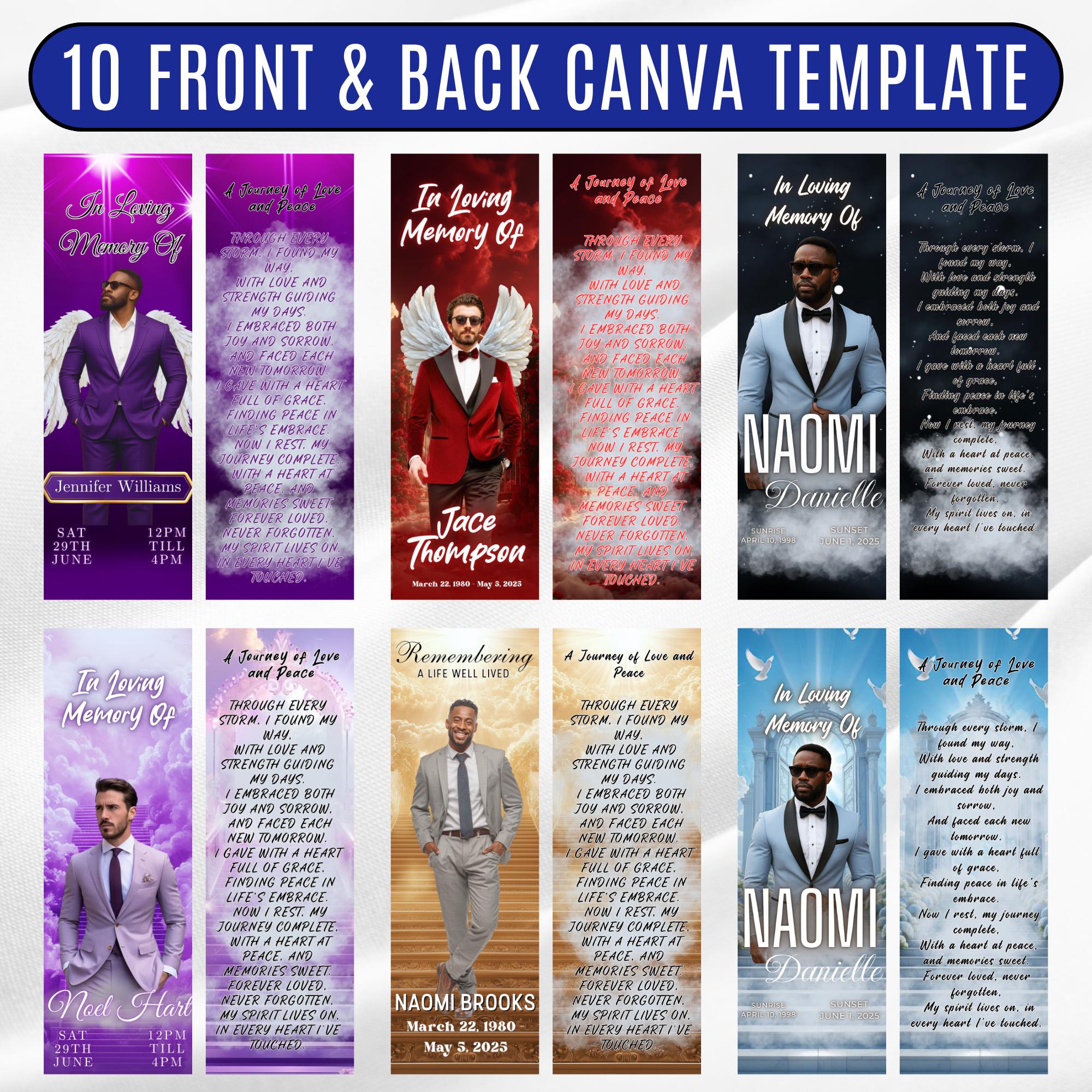 10 in Loving Memory Bookmark Canva Editable Template, Memorial Bookmark ...