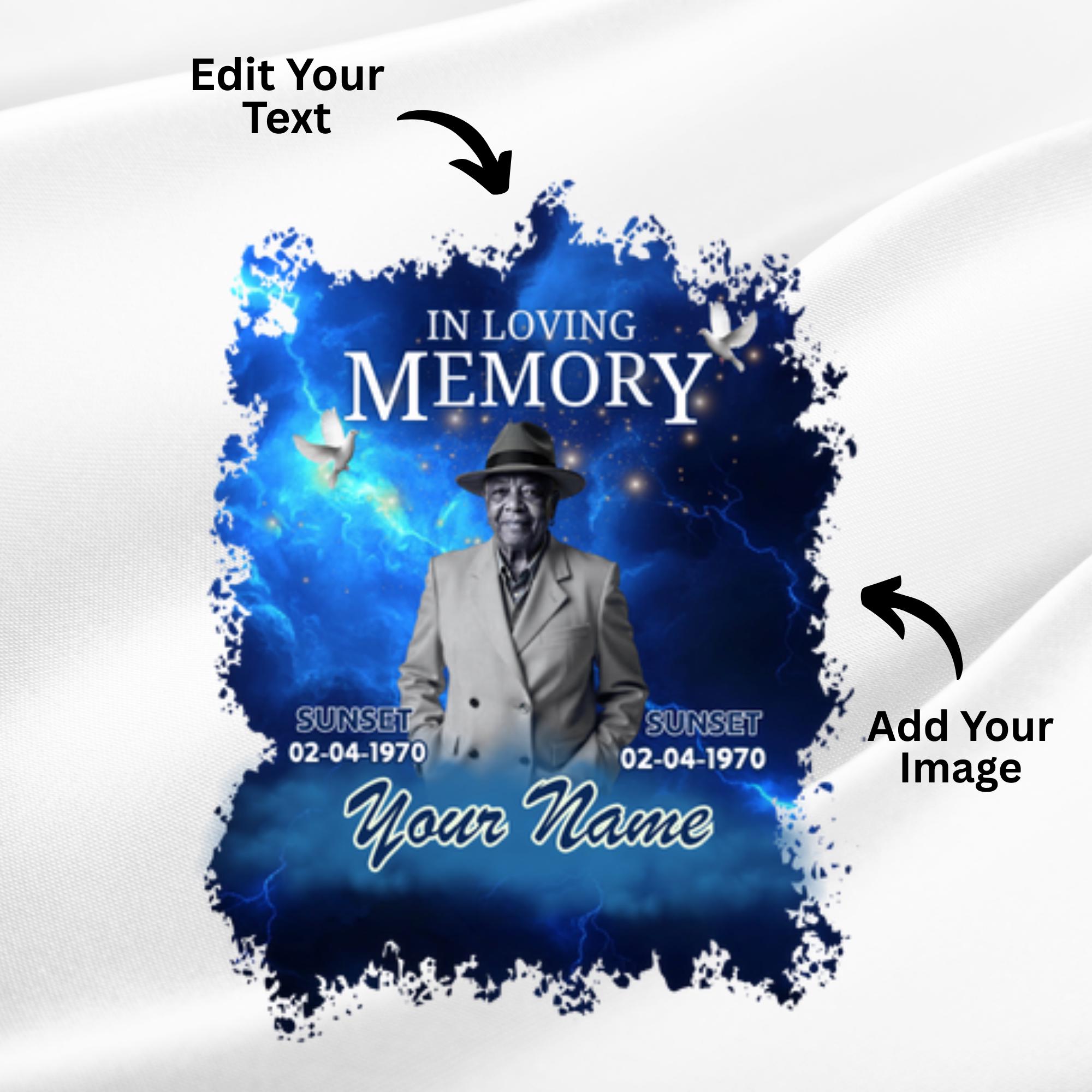 10 in Loving Memory Blue T Shirt Canva Editable Templates, Memorial ...