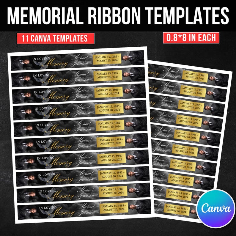 11 in Loving Memory Ribbon Canva Editable Template, Memorial Ribbon ...