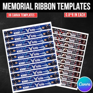 Blue Ribbon Memory 12 in Loving Memory Ribbon Canva Editable Template, Memorial Ribbon ...