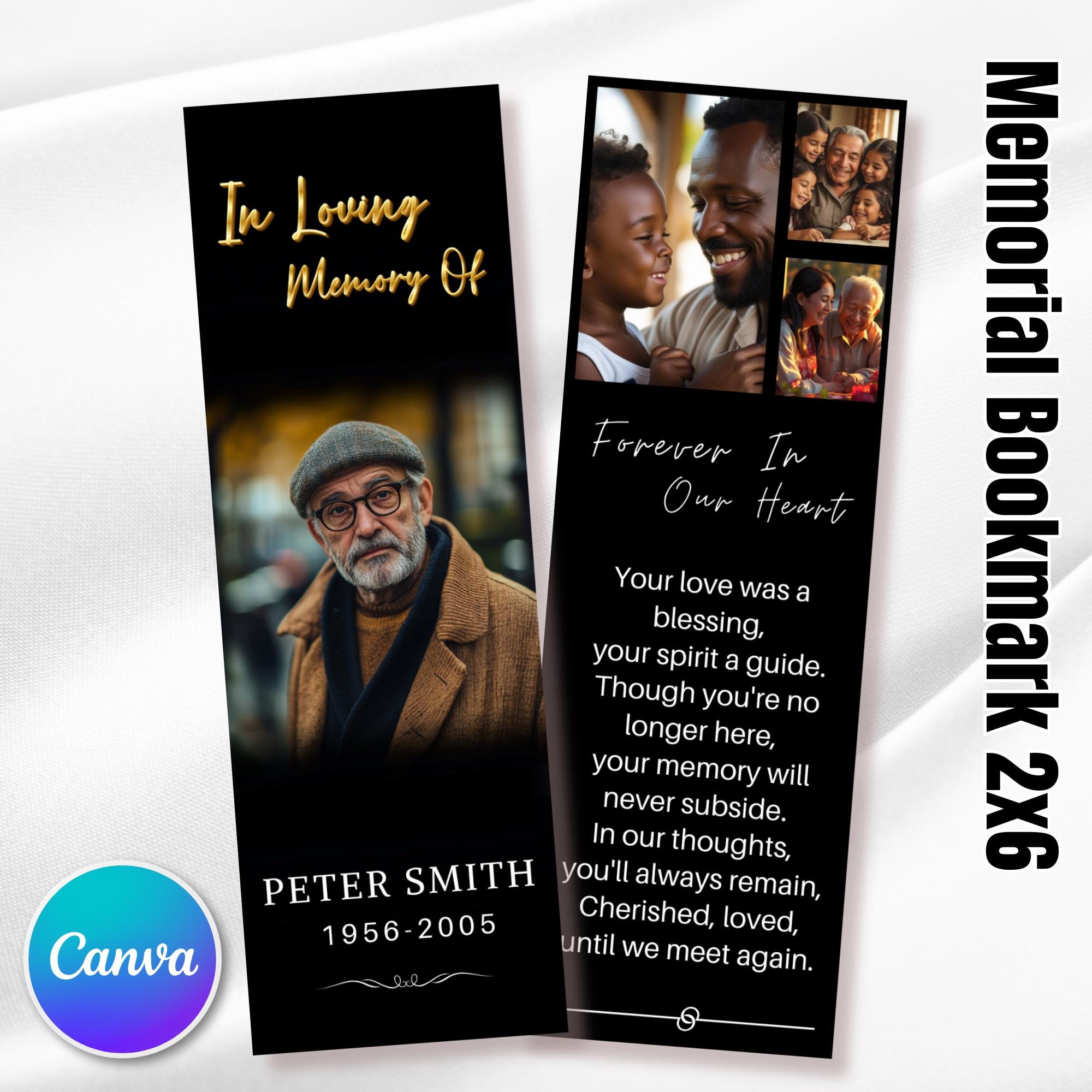 Memory Bookmarks In Loving Memory Bookmark Canva Editable Template, Memorial Bookmark ...