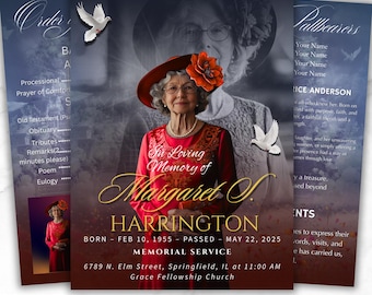 4 pages modèle de Flyer de faire-part pour les funérailles, modèle pour mémoire d'amour, modèle de commémoration des funérailles, modèle reste en pièce