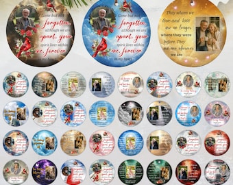 100 In Loving Memory Christmas Ornament Editable Template, Round Christmas in Heaven, Memorial Ornaments Template, Christmas Heaven Ornament