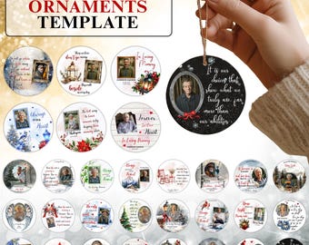 30 In Loving Memory Christmas Ornament Editable Template, Round Christmas in Heaven, Memorial Ornaments Template, Funeral & Celebration