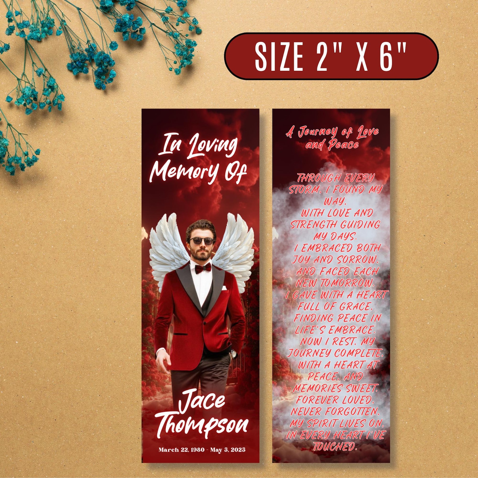 Memory Bookmarks 10 in Loving Memory Bookmark Canva Editable Template, Memorial Bookmark ...