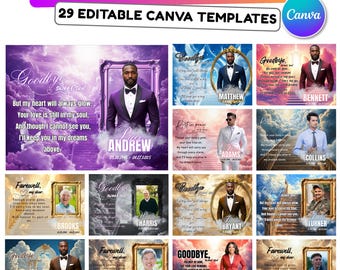29 bearbeitbare Gedenkstätten Canva, In liebevoller Erinnerung Vorlage, Beerdigung & Gedenkstätte Designs, Gedenkhintergründe, Ruhe in Frieden