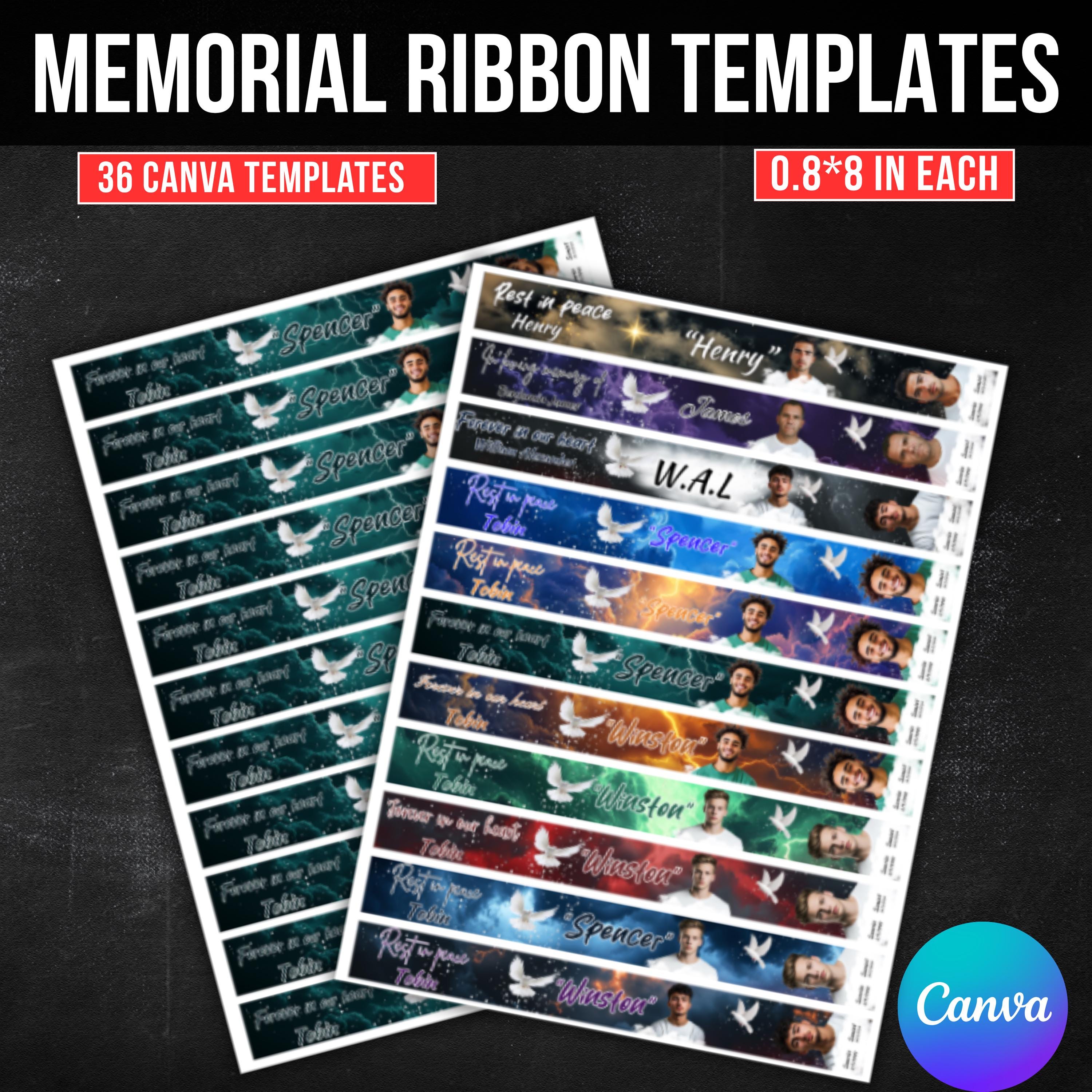 36 in Loving Memory Ribbon Canva Editable Template, Rest in Piece ...