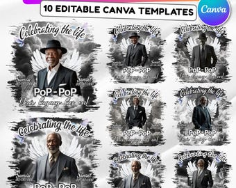 10 modèles de t-shirt noir modifiable pour célébrer la vie, modèle In Love Memory, repose en paix, modèle commémoratif, téléchargement numérique