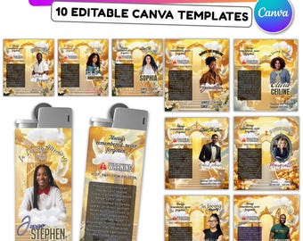 10 Memorial Yellow Lighter Canva Editable Template, In Loving Memory Template, RIP Lighter Label, Memorial Funeral Keepsake,Digital Download