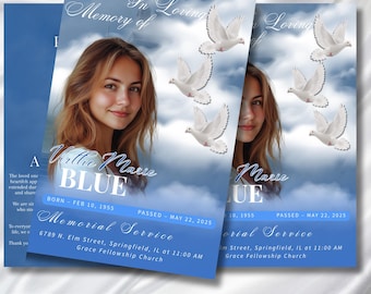 4 Seiten Funeral Programm Bearbeitbare Vorlage, Bi-Fold Beerdigung Programm, Nachruf Feier des Lebens Programm, In liebevoller Erinnerung, digitaler Download