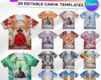 20 plantillas de camisetas editables de Canva "In Loving Memory", paquete de camisetas conmemorativas, "Descansa en paz", camisetas funerarias, perfectas para sublimación