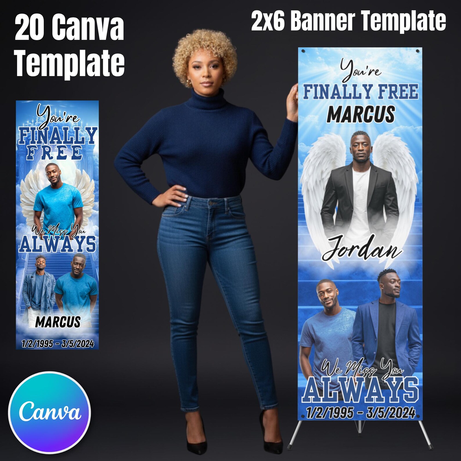 Memorial Editable 2x6 Banner Canva Template, in Loving Memory Templates ...