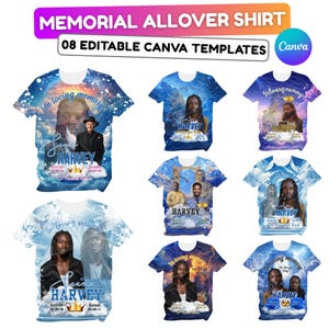 08 In Loving Memory Canva Editable All Over T Shirt Templates, Memorial Shirt Bundle, Rest in Peace, Funeral Shirt, Perfect for Sublimation