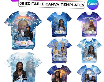 08 In Loving Memory Canva Editable All Over T Shirt Templates, Memorial Shirt Bundle, Rest in Peace, Funeral Shirt, Perfect for Sublimation