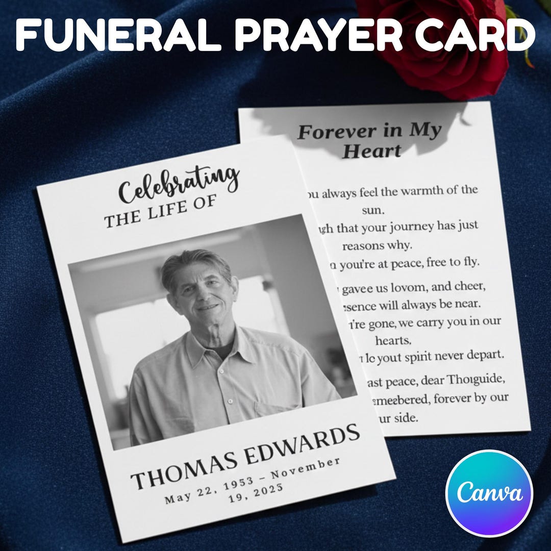 In Loving Memory Funeral Prayer Card Editable Template, in Loving ...