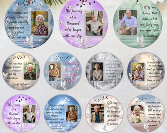 30 In Loving Memory Christmas Ornament Editable Template, Round Christmas in Heaven, Memorial Ornaments Template, Funeral & Celebration
