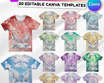 20 Memorial Canva Editable All Over T Shirt Template, In Loving Memory All Over Shirt, Rest in Peace, Funeral Shirt, Perfect for Sublimation