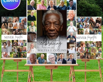Funeral Photo Collage Canva Editable Template, In Loving Memory Collage, Memorial Photo Collage Template, Celebration Of Life