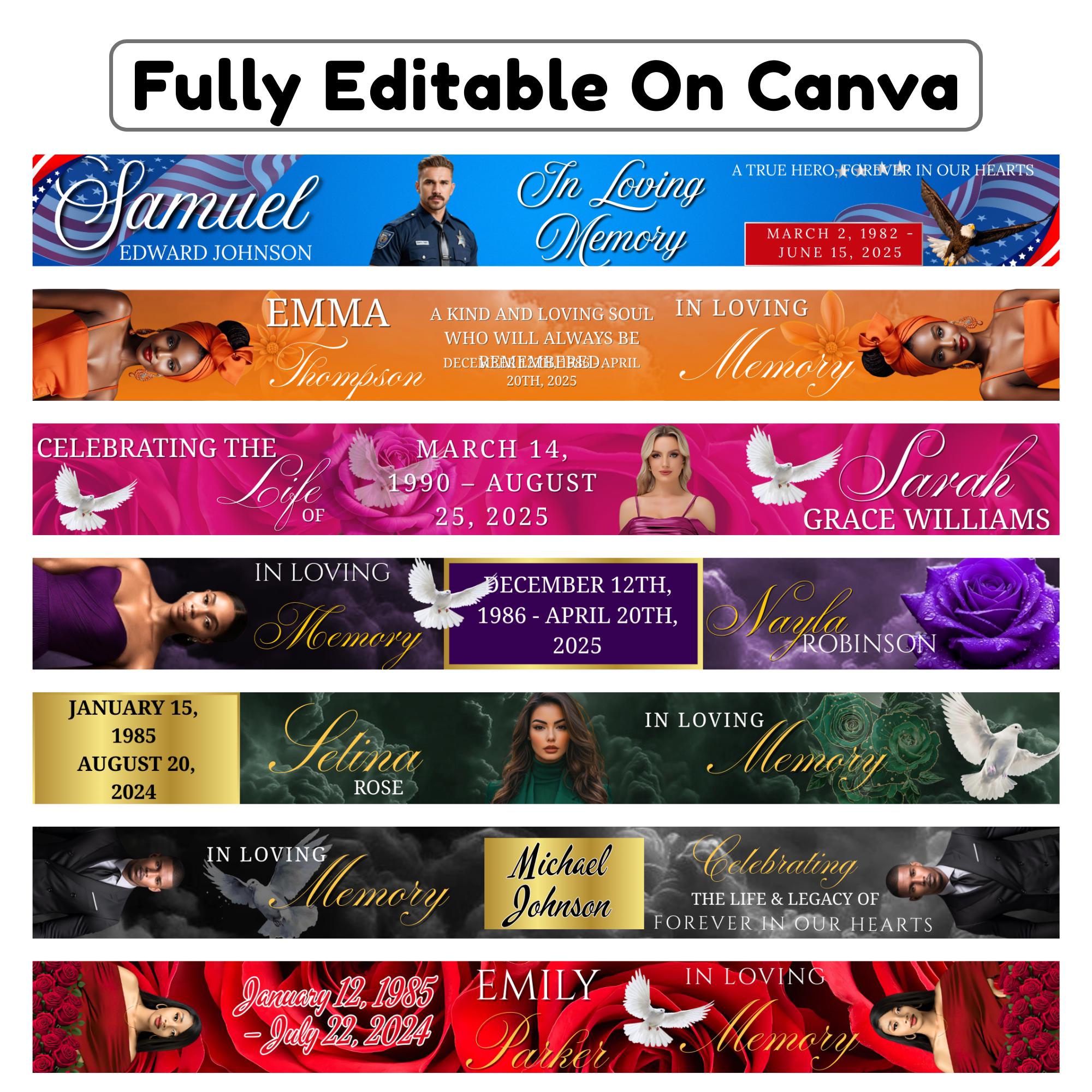 11 in Loving Memory Ribbon Canva Editable Template, Memorial Ribbon ...