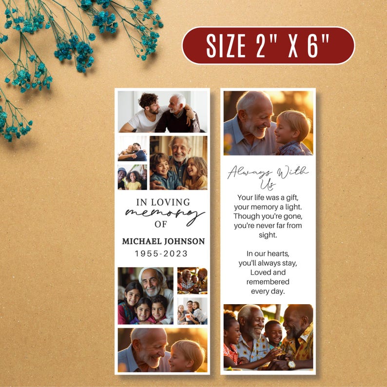 Memory Bookmarks In Loving Memory Bookmark Canva Editable Template, Memorial Bookmark ...