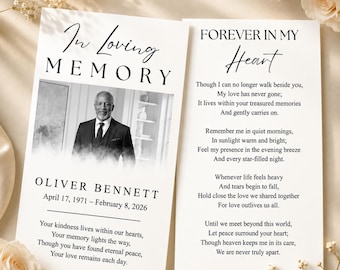 Funeral Prayer Card Canva Editable Template, In Loving Memory Template, Memorial Prayer Card, Printable Funeral Remembrance Card