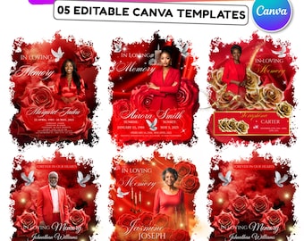 05 In Loving Memory Red T Shirt Canva Editable Templates, In Loving Memory Template, Memorial Canva Template, Funeral & Celebration of Life