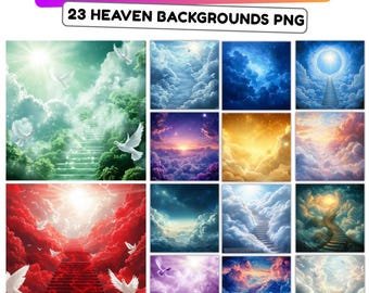 23 Memorial Heaven Backgrounds Png Bundle, Memorial Backgrounds, In Loving Memory Backgrounds, Heaven Stair Steps & Gate, Rest In Peace