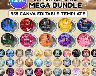 460+ In Loving Memory Pin Button Canva Mega Editable Templates Bundle, Memorial Pin Button Canva Designs, Rest in Peace Button