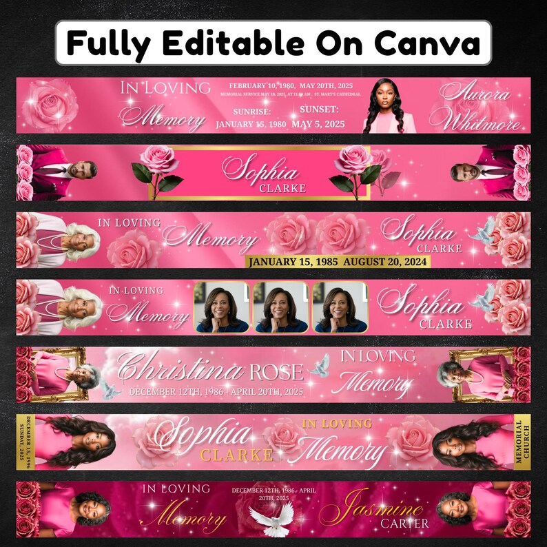 26 in Loving Memory Ribbon Canva Editable Template, Memorial Ribbon ...
