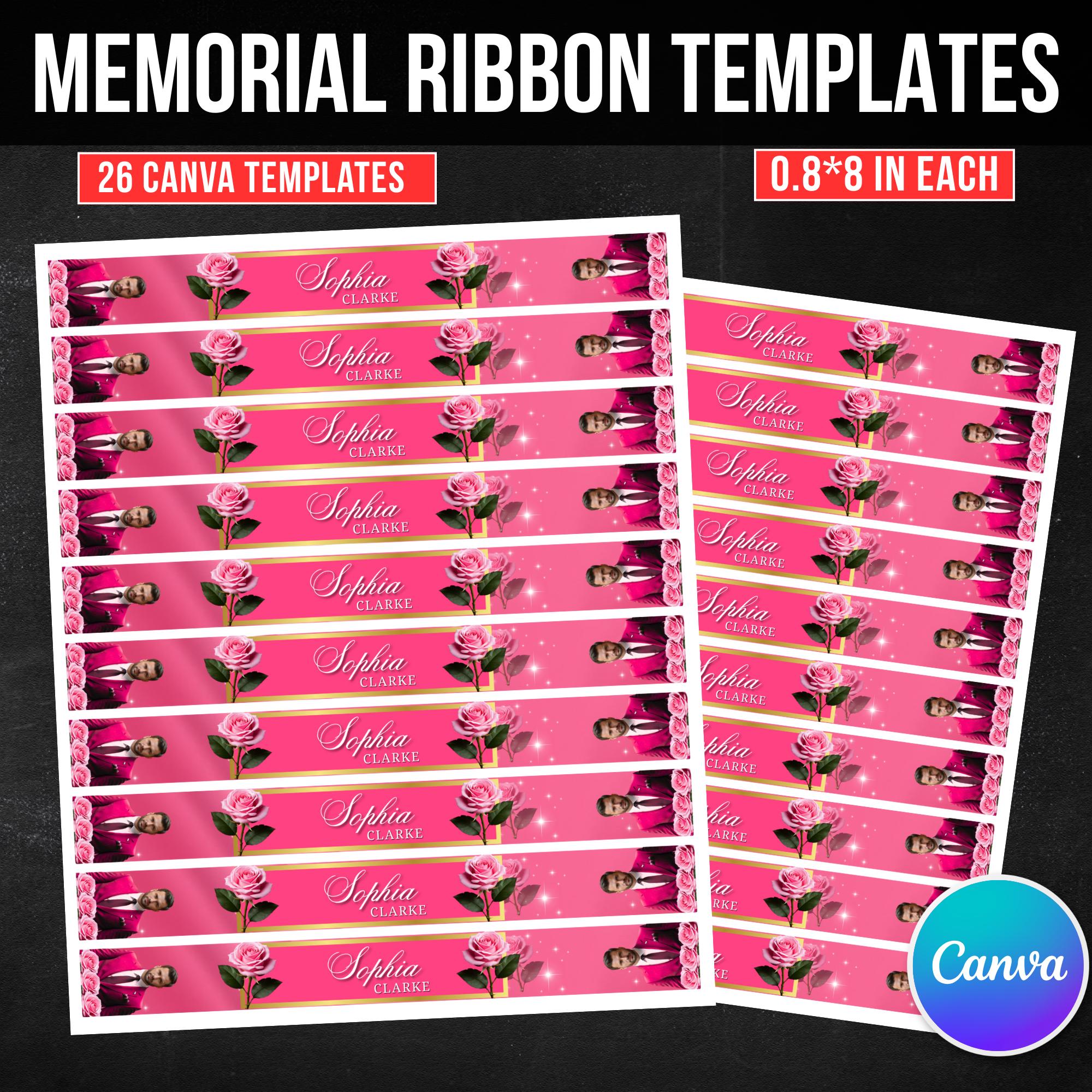 26 in Loving Memory Ribbon Canva Editable Template, Memorial Ribbon ...