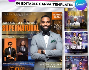 04 Super Natural Flyer Canva Editable Template, Sunday Church Flyer, Religious Event Flyer, Praise and Worship, Digital Download