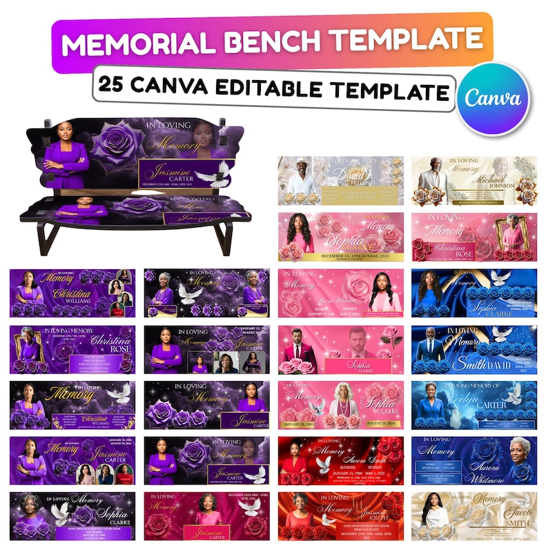 25 in Loving Memory Bench Canva Editable Templates, in Loving Memory ...