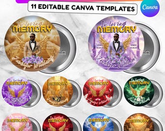 11 Spille commemorative "In Loving Memory" - Modelli Canva modificabili, Spille commemorative Canva, Spille "Riposa in pace", Download digitale