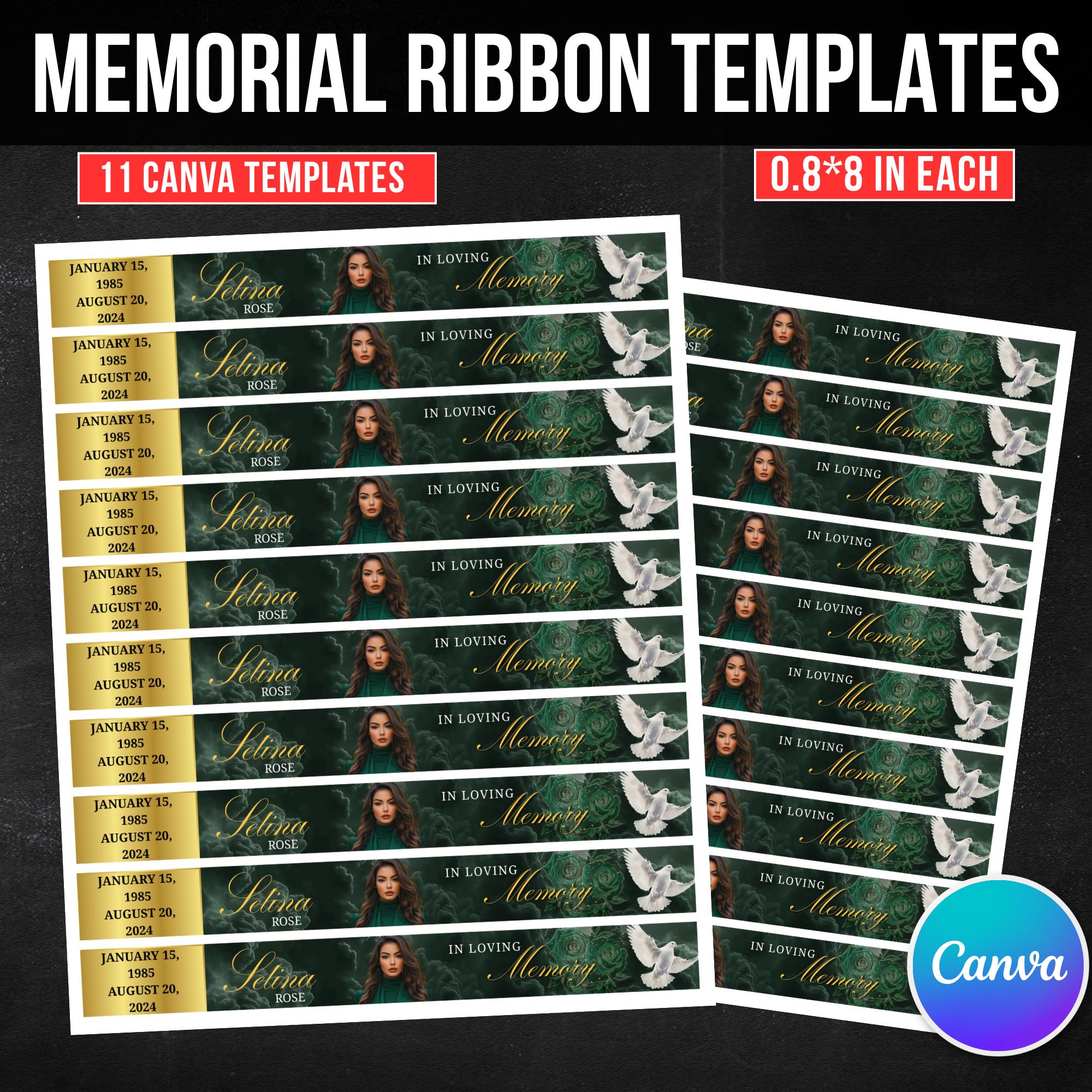11 in Loving Memory Ribbon Canva Editable Template, Memorial Ribbon ...