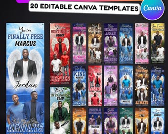 10 Memorial Editable 2x6 Banner Canva Template, in Loving Memory Templates, Memorial Canva Template, Pop Up Banner Template, Canva Banner