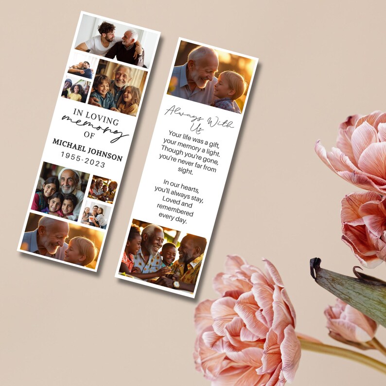 In Loving Memory Bookmark Canva Editable Template, Memorial Bookmark ...