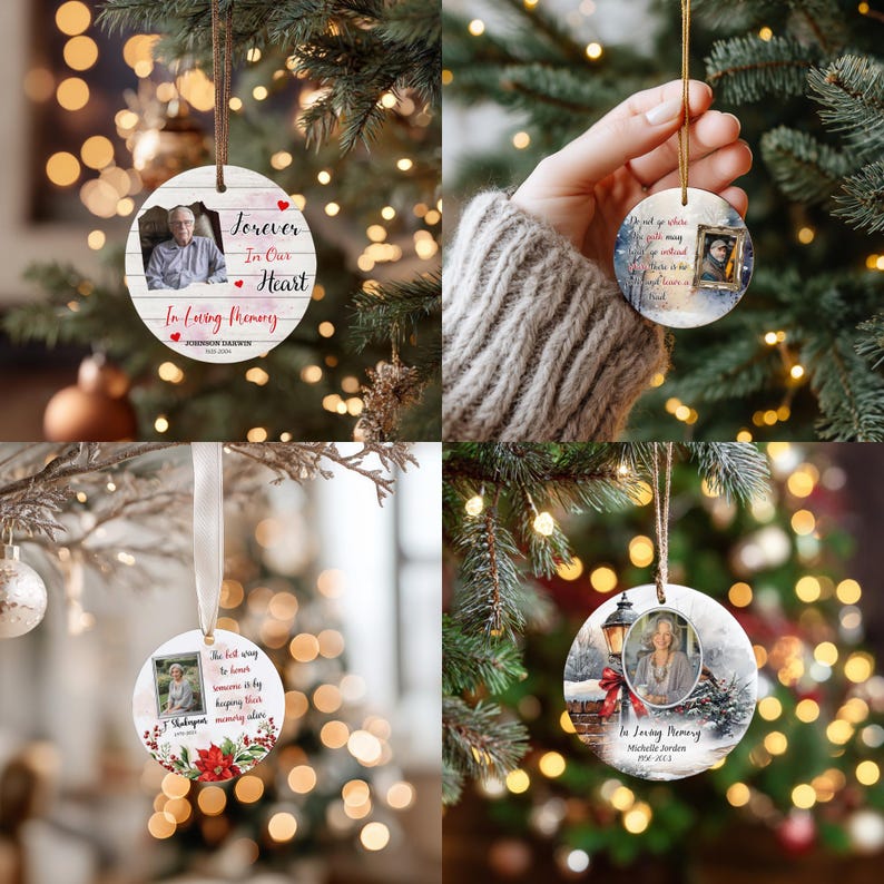 30 in Loving Memory Christmas Ornament Editable Template, Round ...