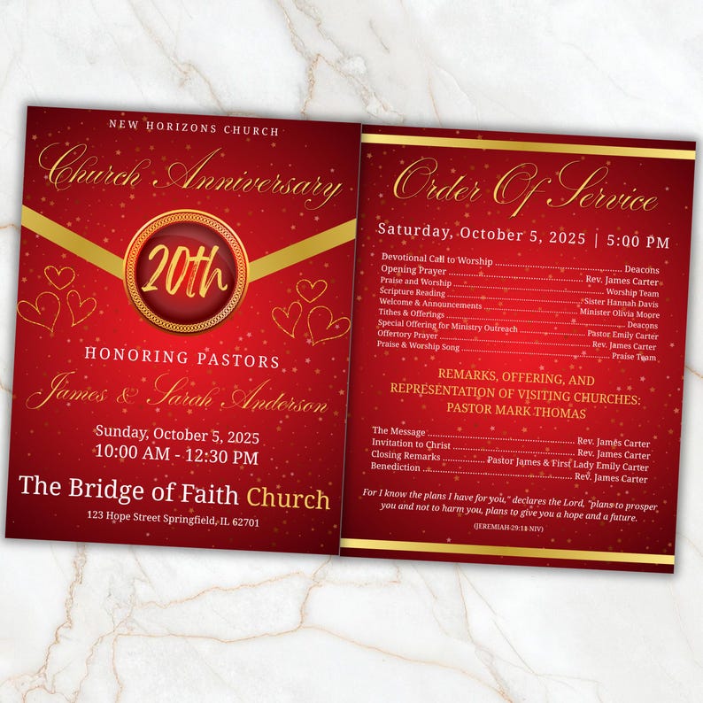 50 State Church Rally Program Example Layout 4 Pages Red Church Program Template, Bi-fold Funeral Program, Church ...