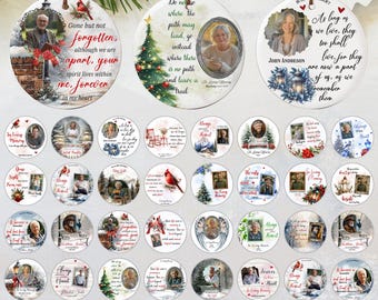 30 In Loving Memory Christmas Ornament Editable Template, Round Christmas in Heaven, Memorial Ornaments Template, Funeral & Celebration