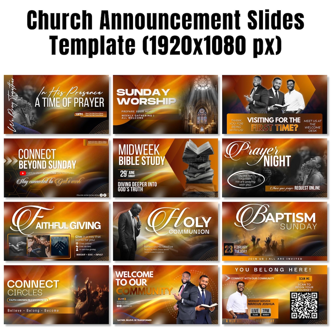 12 Church Announcement Slides Canva Editable Template, Pre Service ...