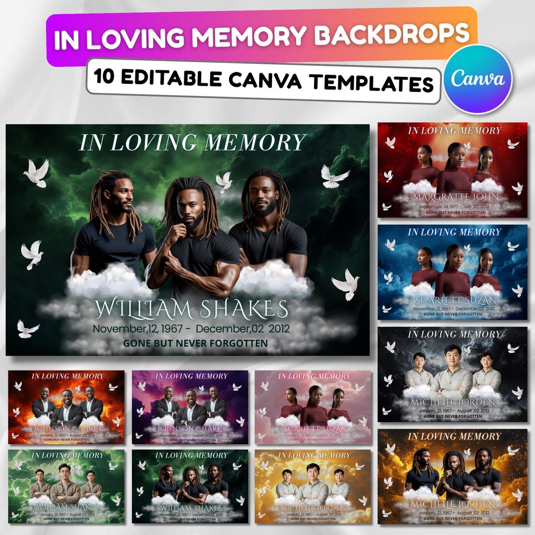 20 Memorial Backdrops Canva Editable Templates, in Loving Memory ...