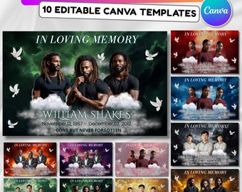 20 Memorial Backdrops Canva Editable Templates, In Loving Memory Backdrops, Funeral & Memorial Designs, Memorial Backgrounds, Rest In Peace