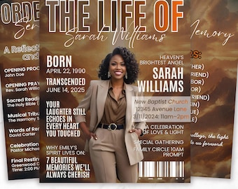 12 Page Memorial Essence Magazine Template, Celebration of Life Program & Keepsake, Obituary Celebration Of Life Program